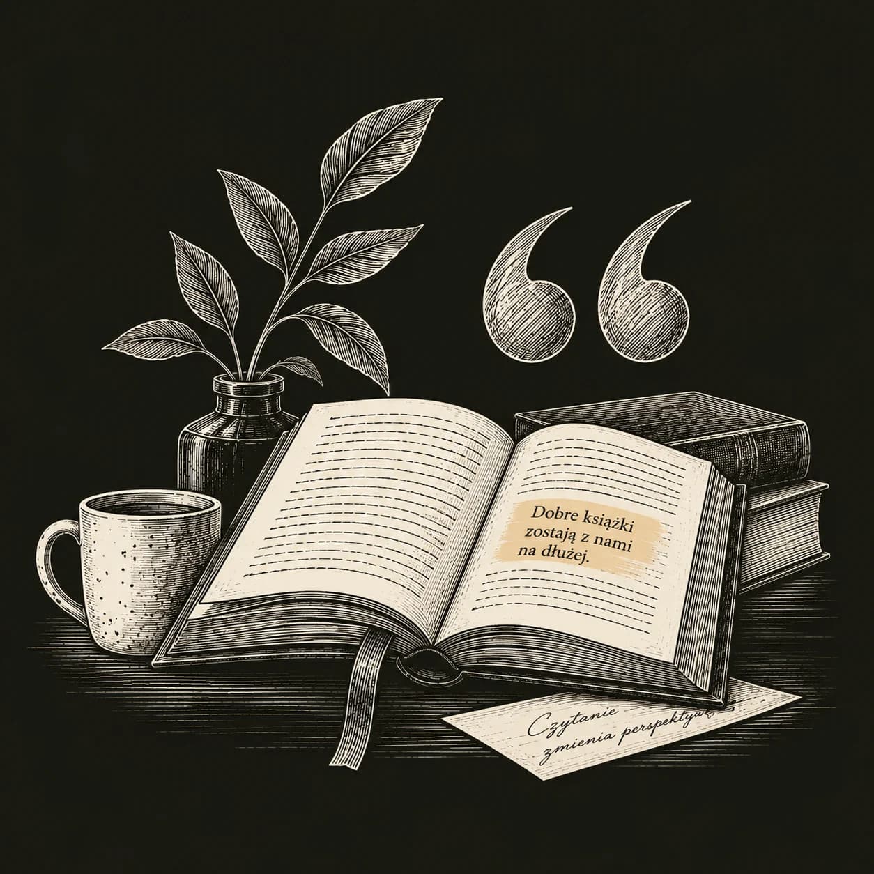 Leafy Quotes — an open book with an underlined quote